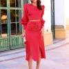 Juan Bernal Vestidos^Conjunto Vivian rojo