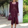Juan Bernal Vestidos^Falda Dana rojo vino