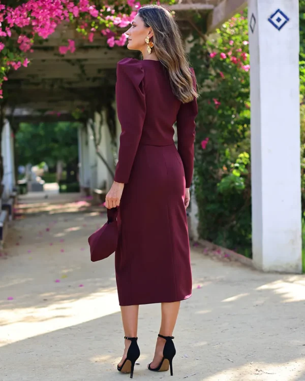 Juan Bernal Vestidos^Top Dana rojo vino