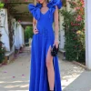 Juan Bernal Últimas Tallas^Vestido Gema azul eléctrico