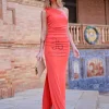 Juan Bernal Últimas Tallas^Vestido Vega coral anaranjado